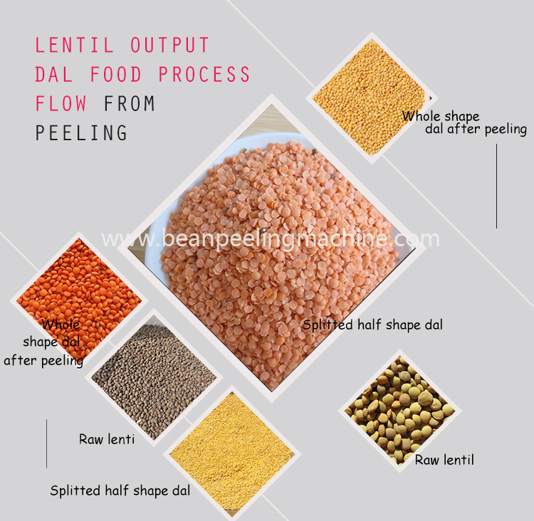 Low loss high extraction rate lentil peeling machine